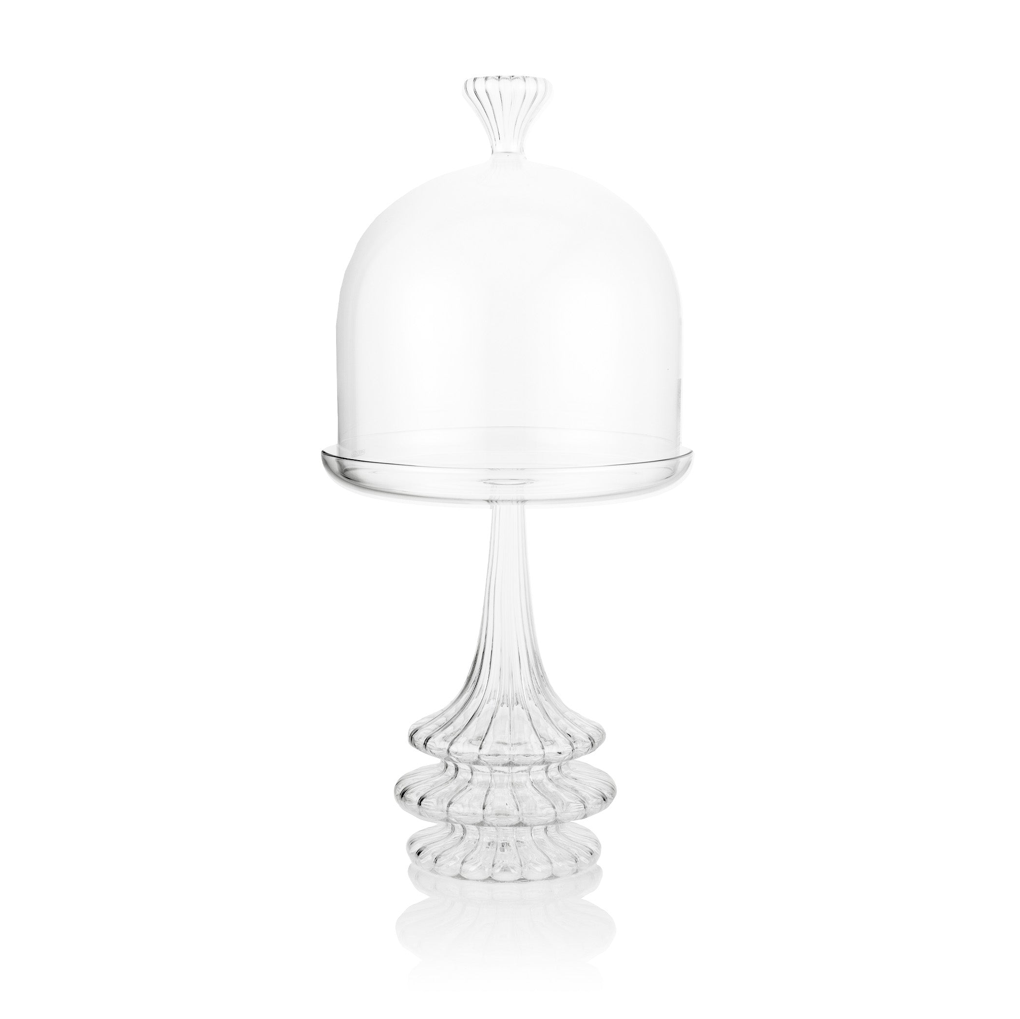 Aurora Clear Handblown Glass Cake Stand & Dome, 28cm