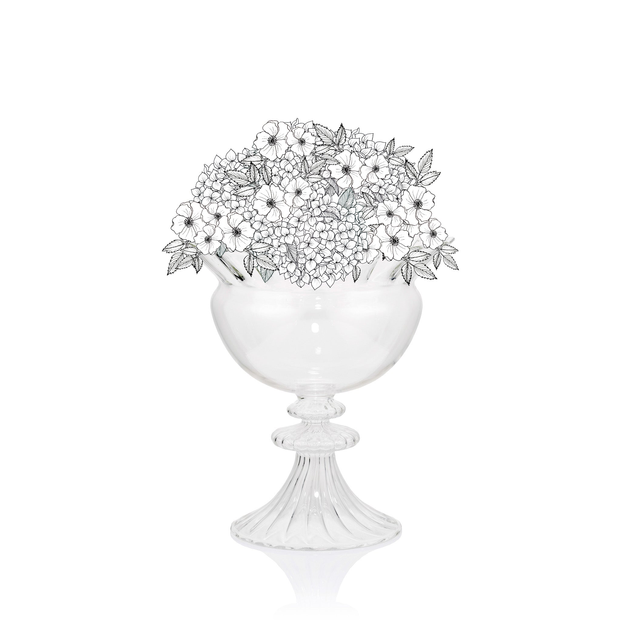 Wide Aurora Clear Handblown Glass Vase On Stand, 27cm