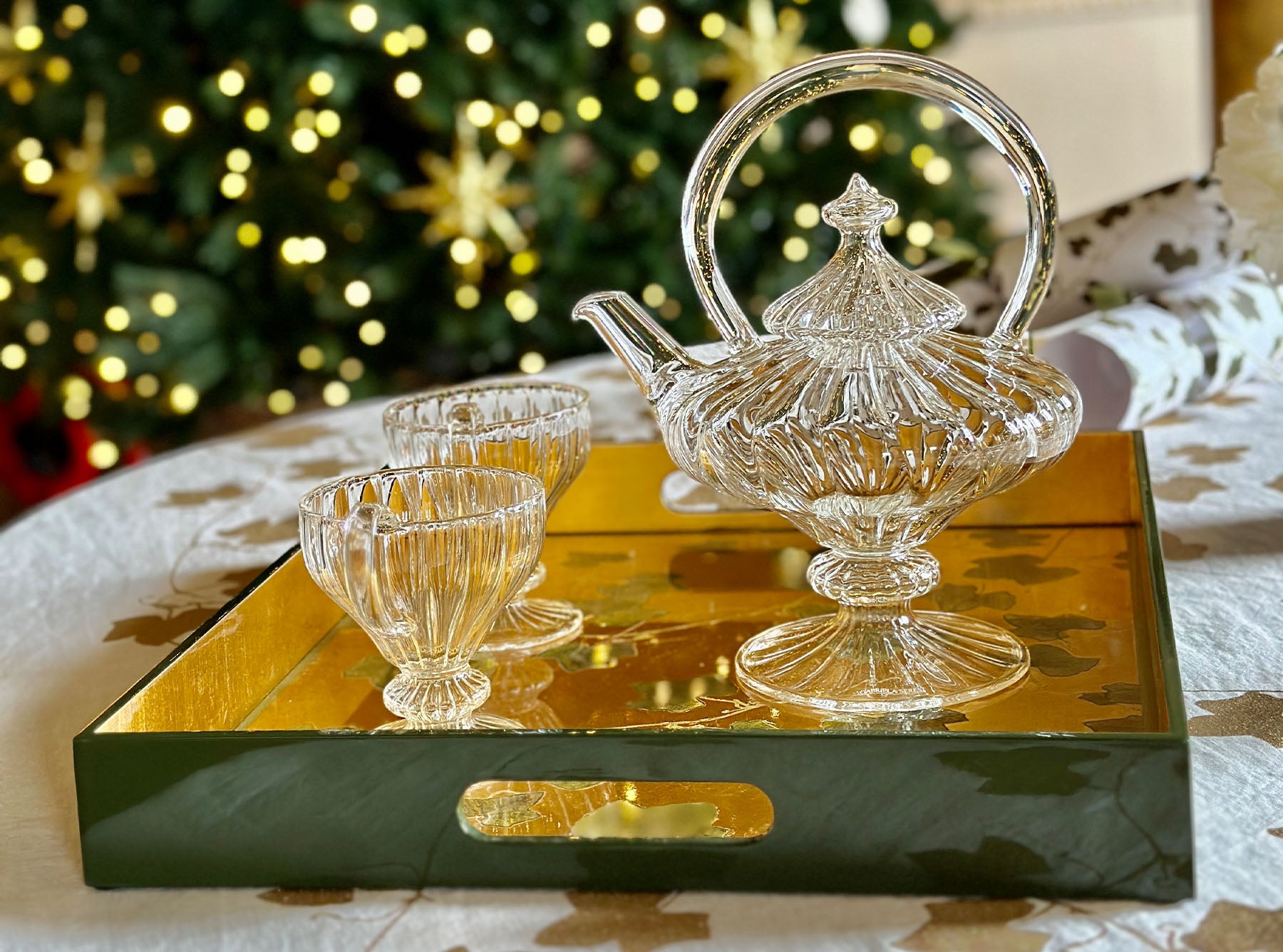 Aurora Clear Handblown Glass Teapot, 24cm