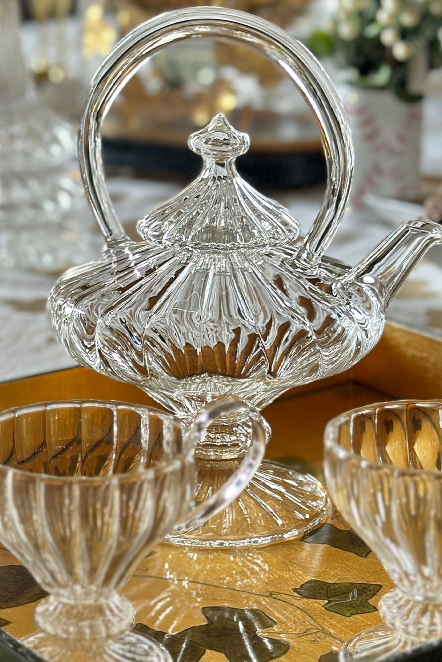 Aurora Clear Handblown Glass Teapot, 24cm