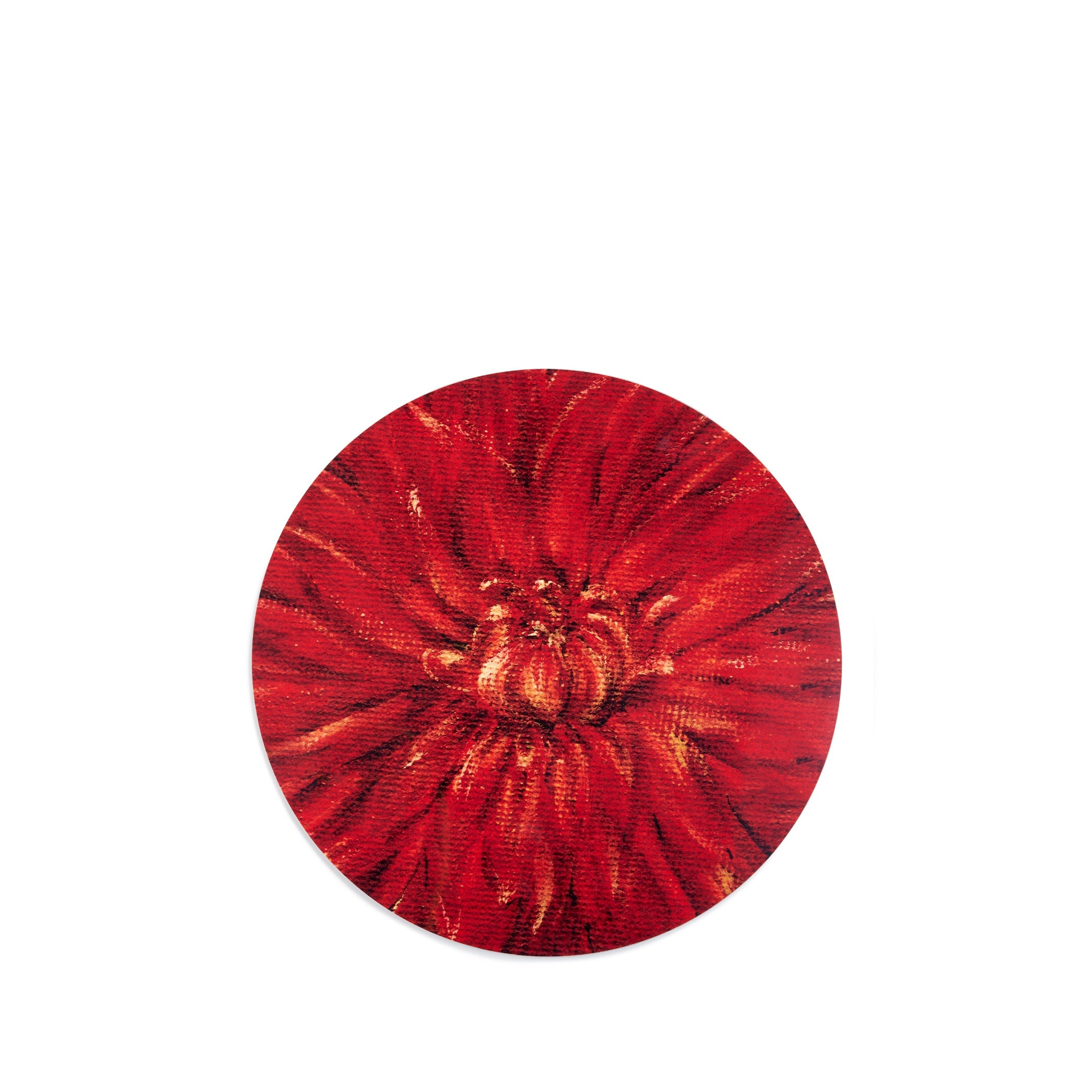 Dahlia 'Autumn Splendor' Round Cork-Backed Placemat in Rust Red