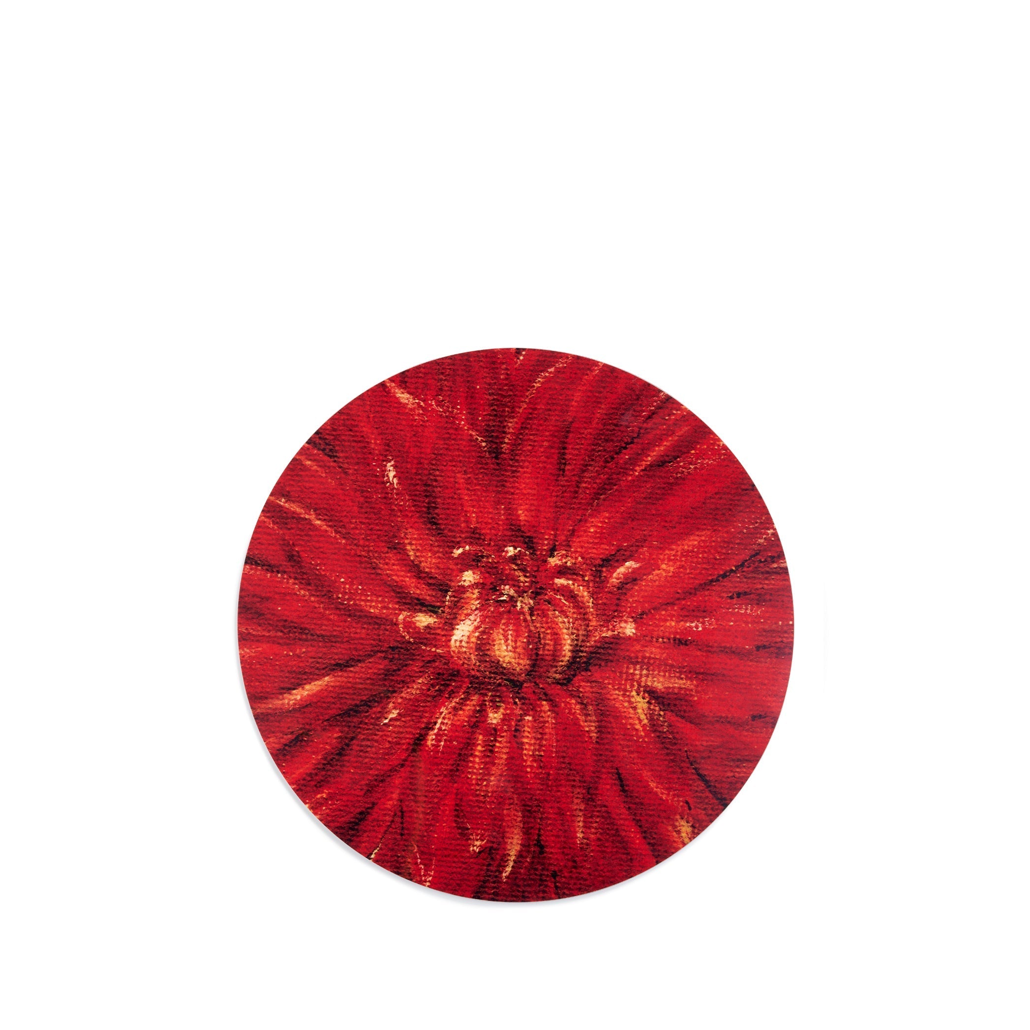 Dahlia 'Autumn Splendor' Round Cork-Backed Placemat in Rust Red, 34cm