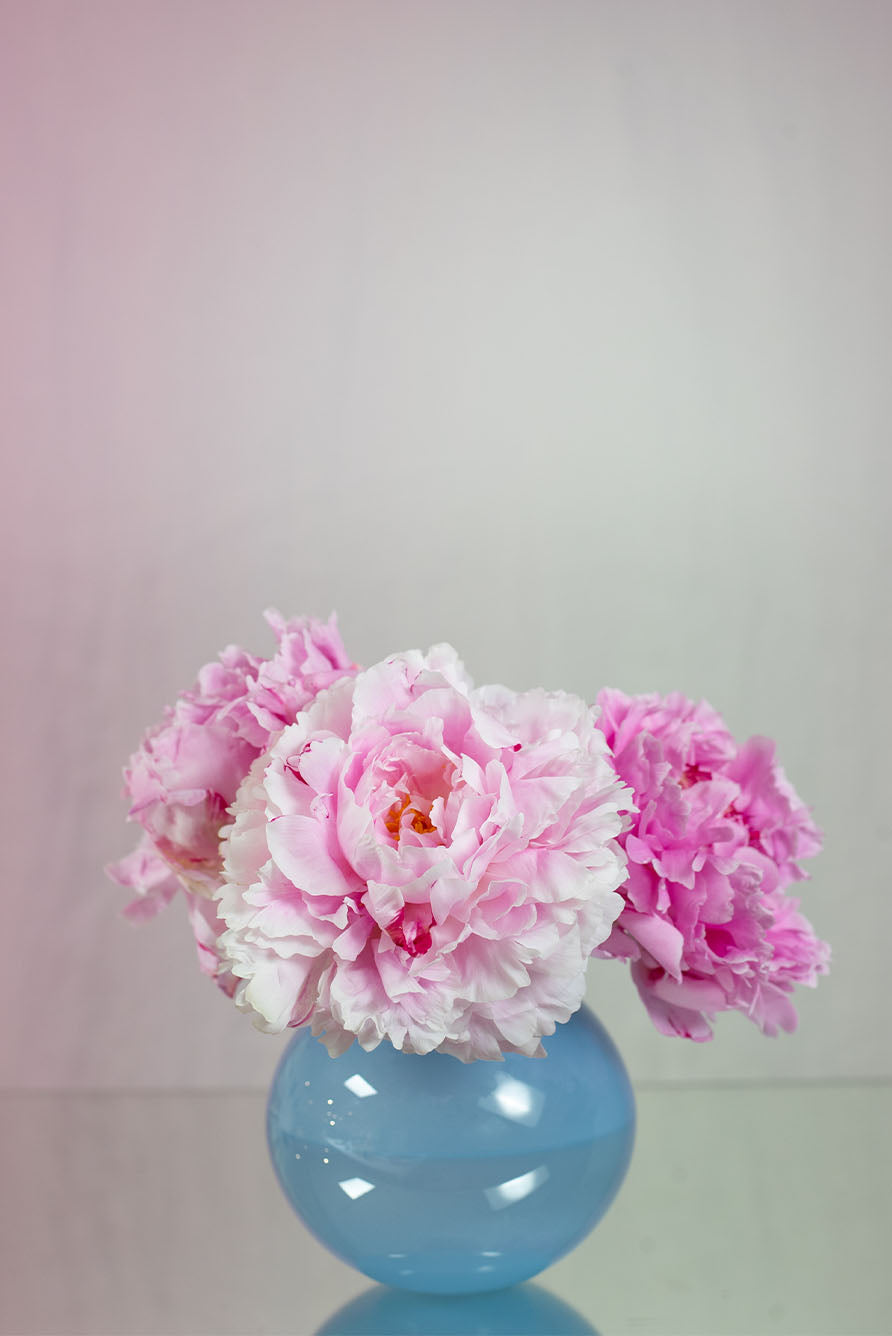 Handblown Glass 'Bumba' Round Vase in Powder Blue, 14cm