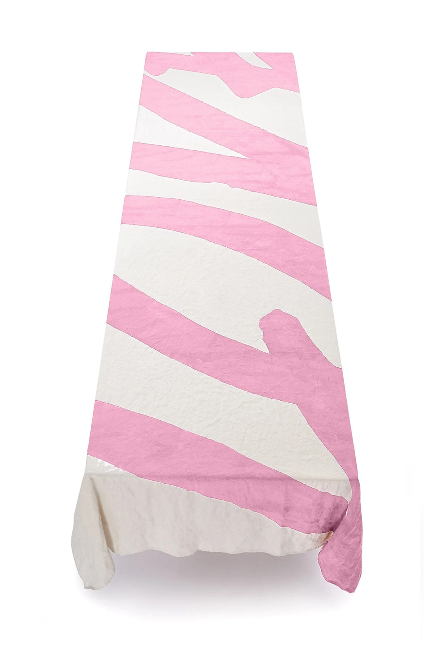 'Love' Word Linen Tablecloth in Rose Pink