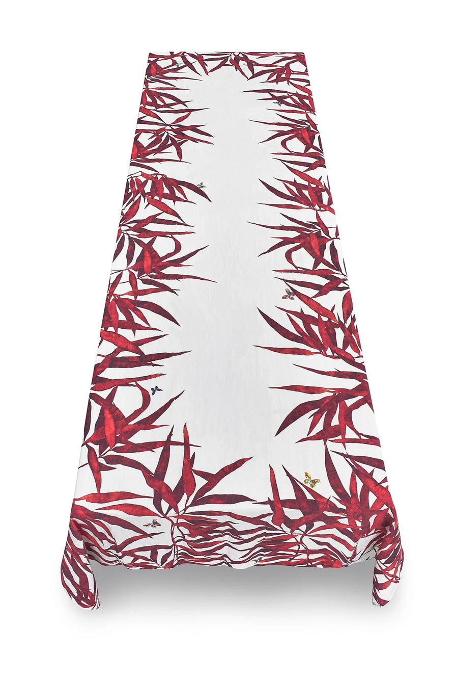 Les Palmiers Linen Tablecloth in Red