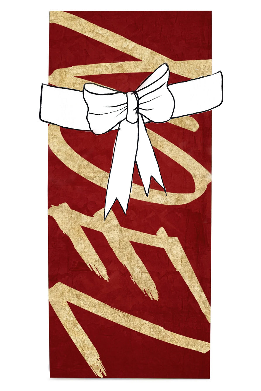 'Noel' Linen Tablecloth in Gold and Claret Red