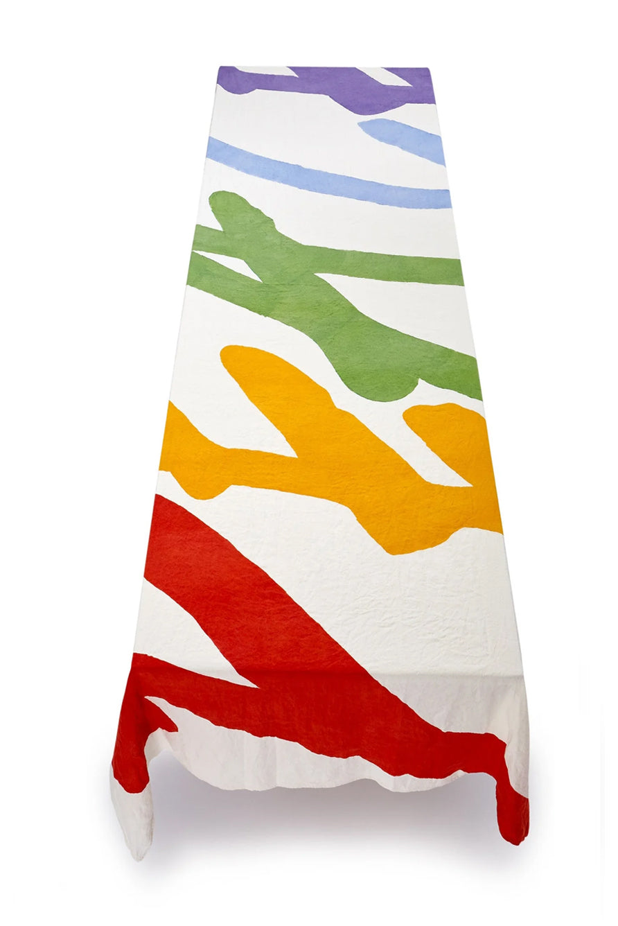'Peace' Word Linen Tablecloth in Multicolours