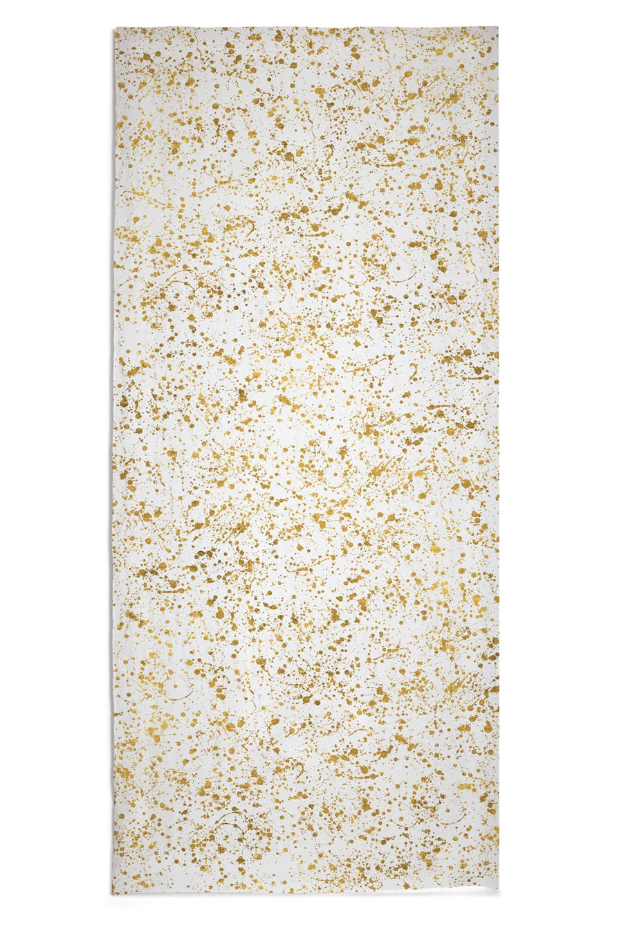 Splatter Linen Tablecloth in White & Gold