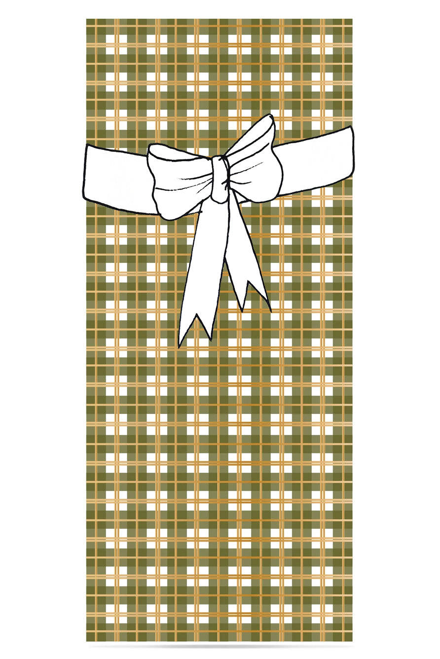 Tartan Linen Tablecloth in Gold and Avocado Green