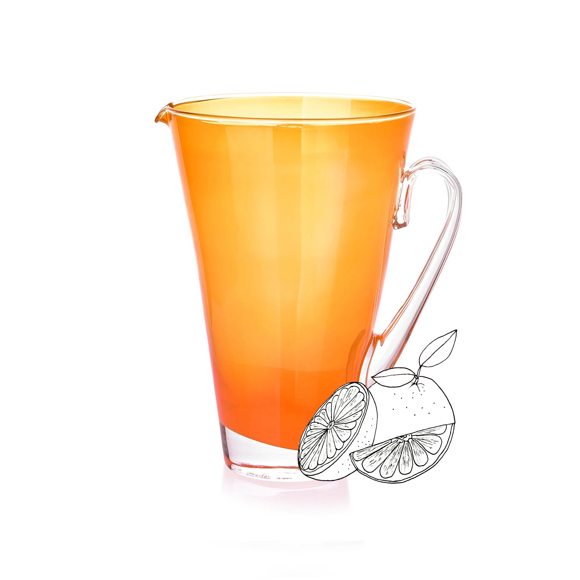 Handblown Glass 'Clair' Jug in Orange, 23cm