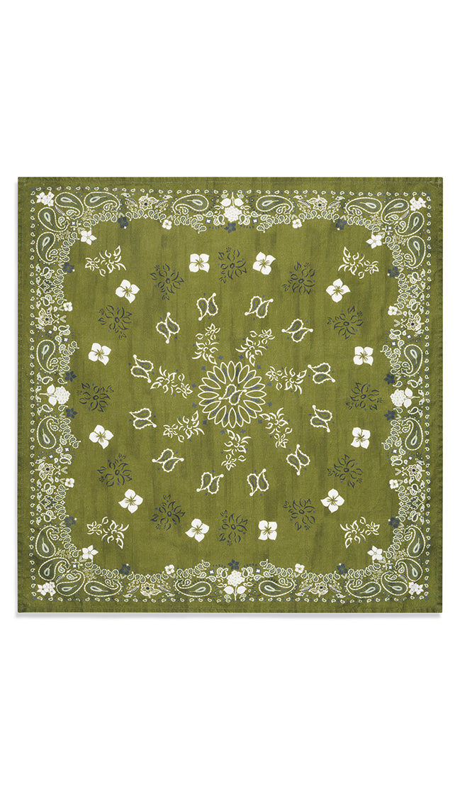 Green 'Bandana' Linen Napkin, 50x50cm