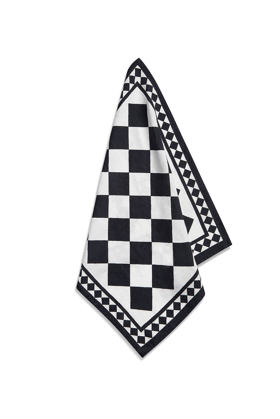 "Black Check" Summerill & Bishop x Claridge's Linen Napkin, 50x50cm