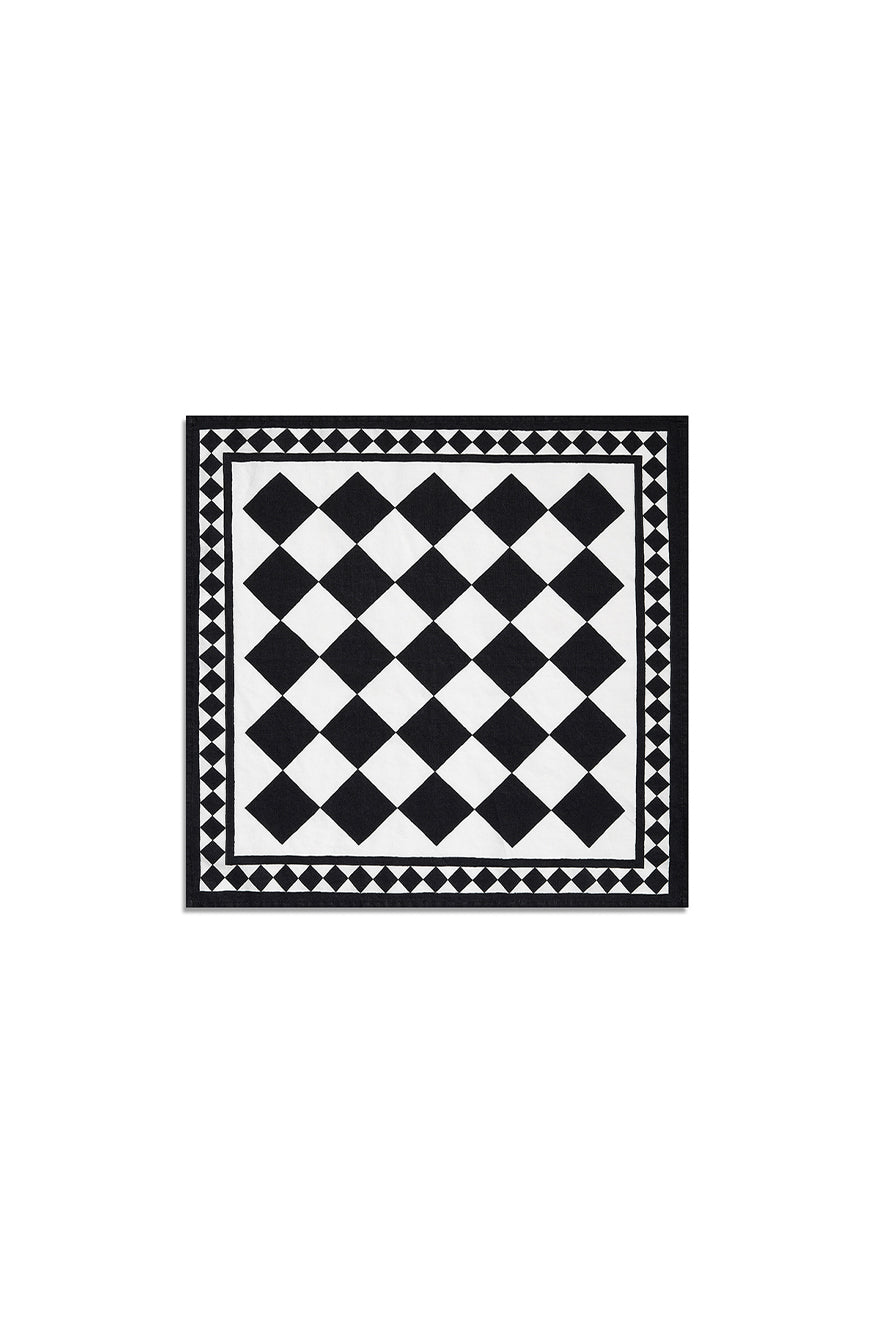 'Black Check' Summerill & Bishop x Claridge's Linen Napkin, 50x50cm