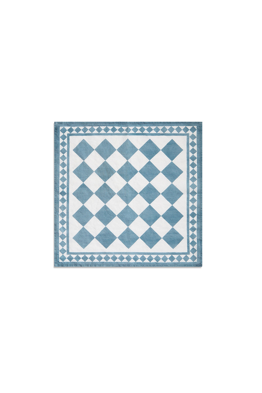 'Blue Check' Summerill & Bishop x Claridge's Linen Napkin, 50x50cm
