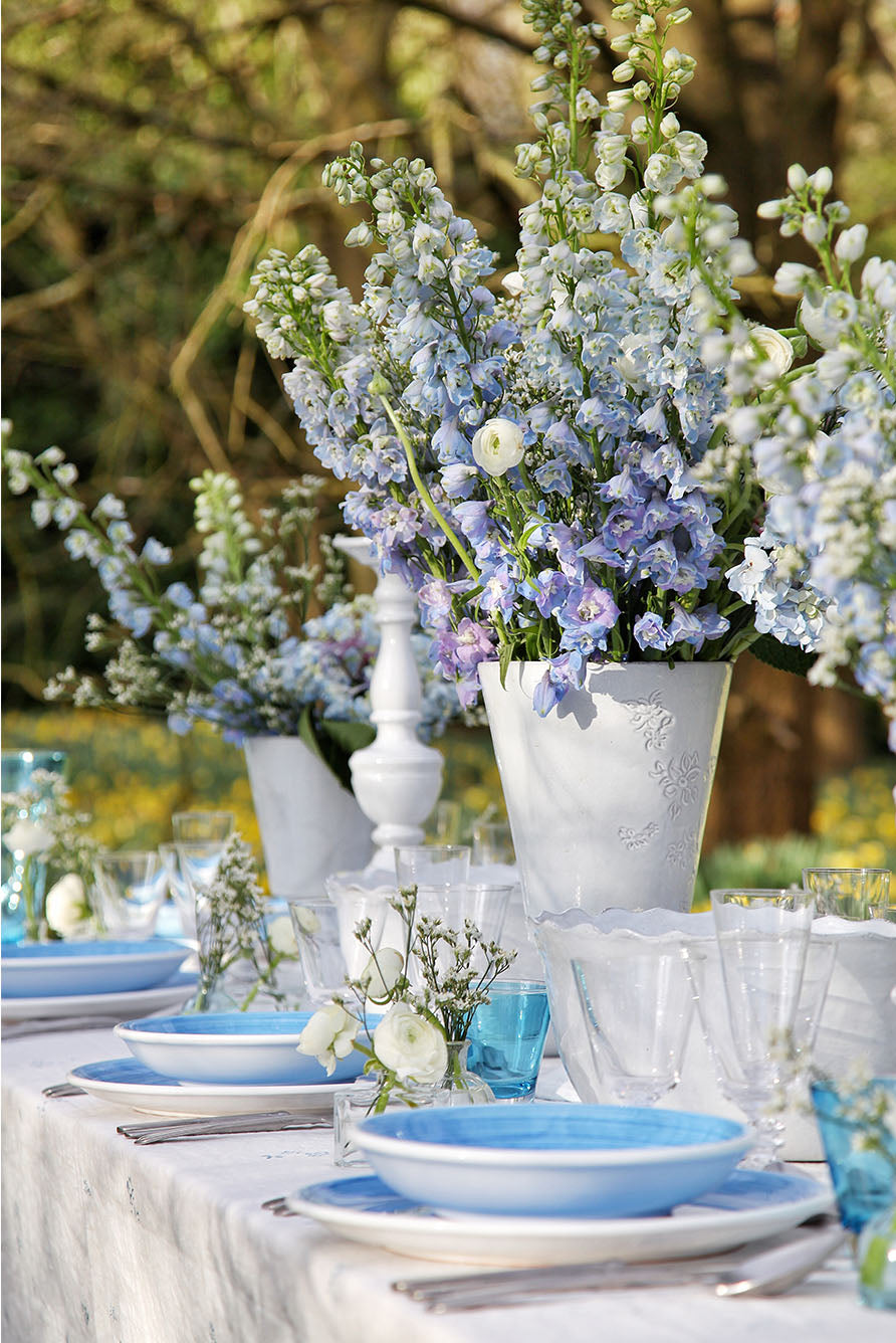 Bernadette's Hand Stamped Falling Flower Linen Napkin in Midnight Blue