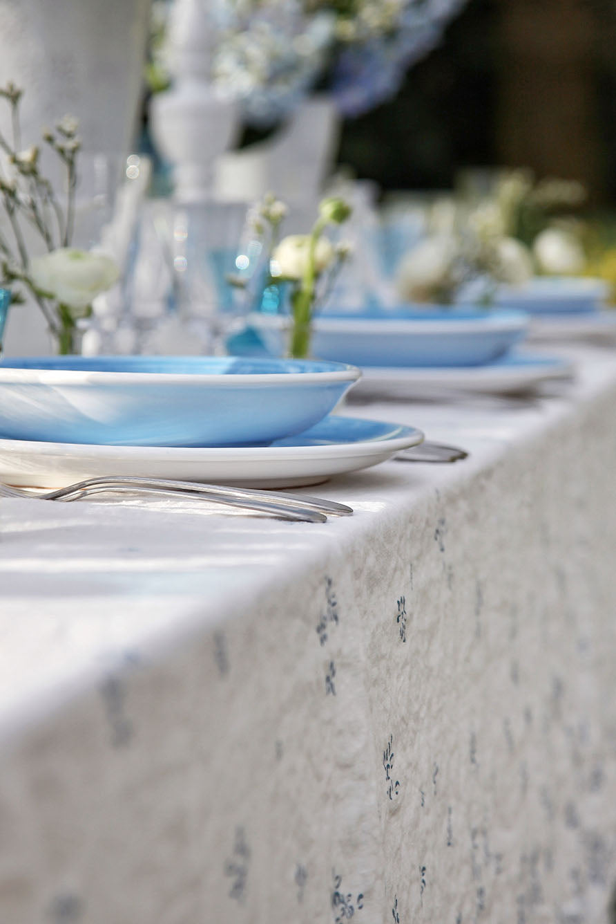 Bernadette's Hand Stamped Falling Flower Linen Napkin in Midnight Blue