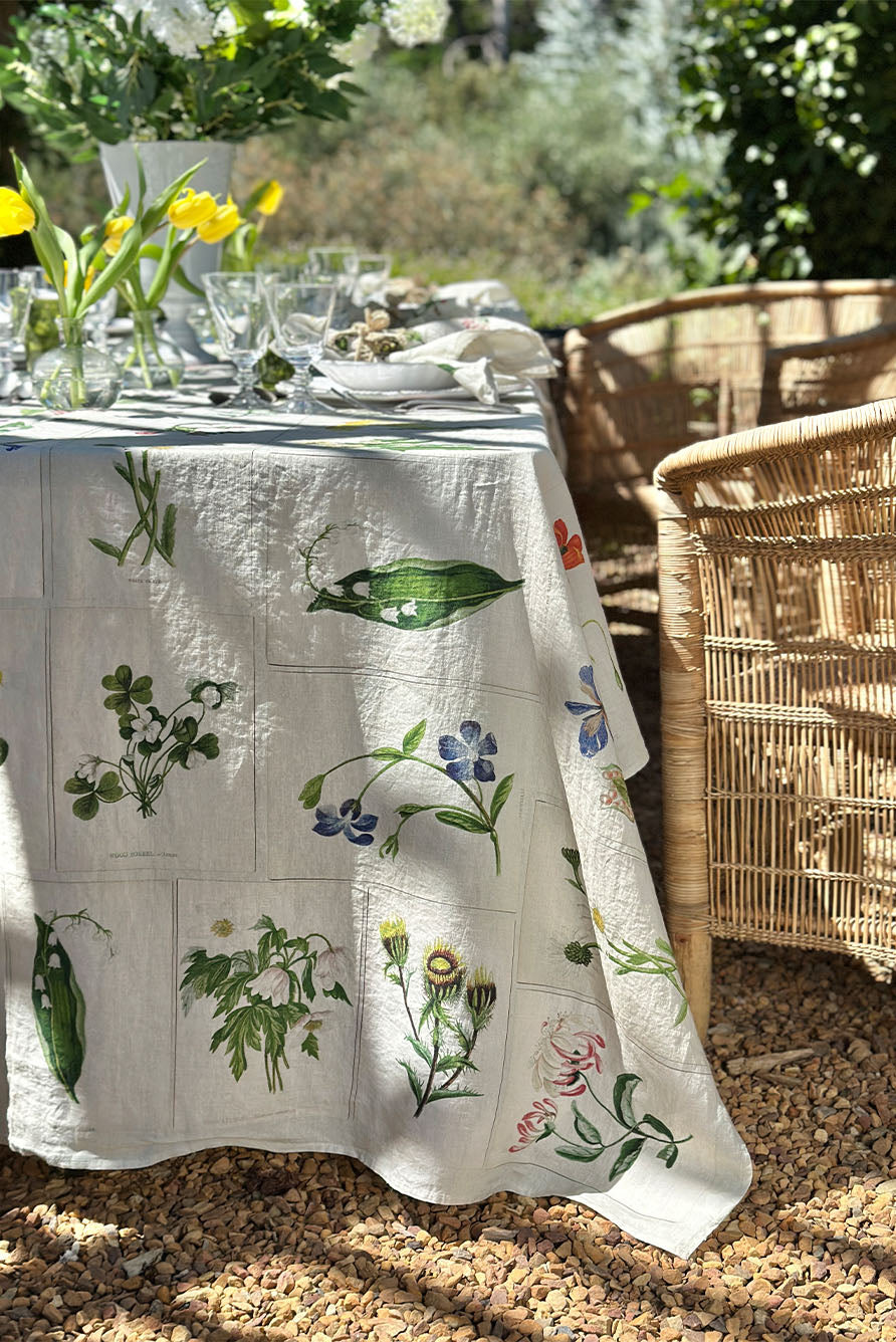 S&B x John Derian 'Botanical Tiles' Linen Tablecloth