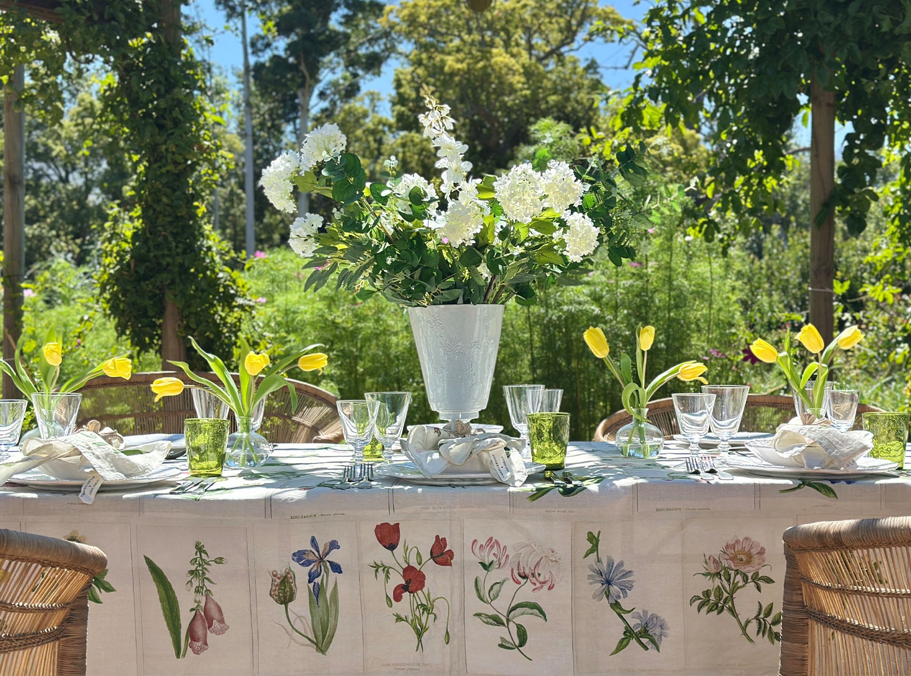 S&B x John Derian 'Botanical Tiles' Linen Tablecloth