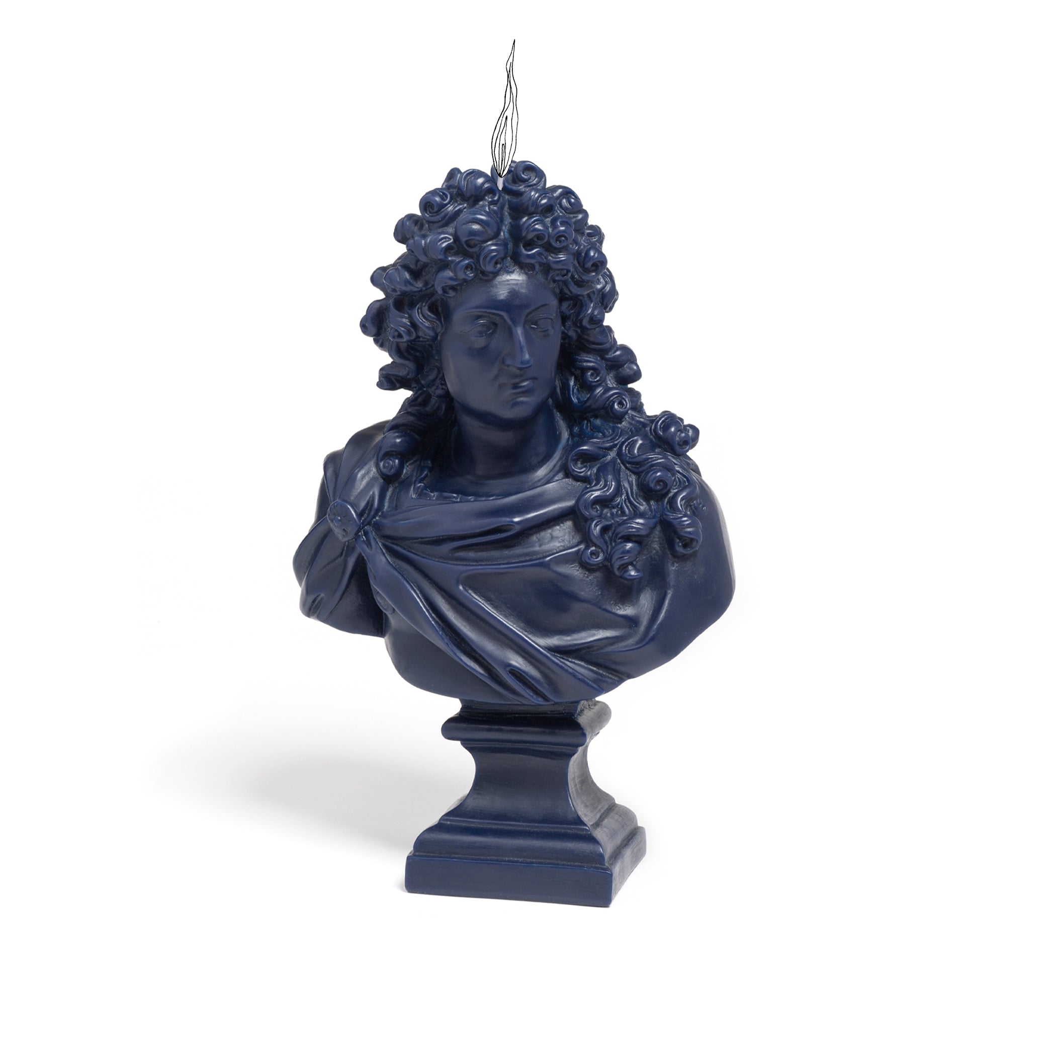 Louis XIV Carved Wax Bust in Royal Blue, 35cm