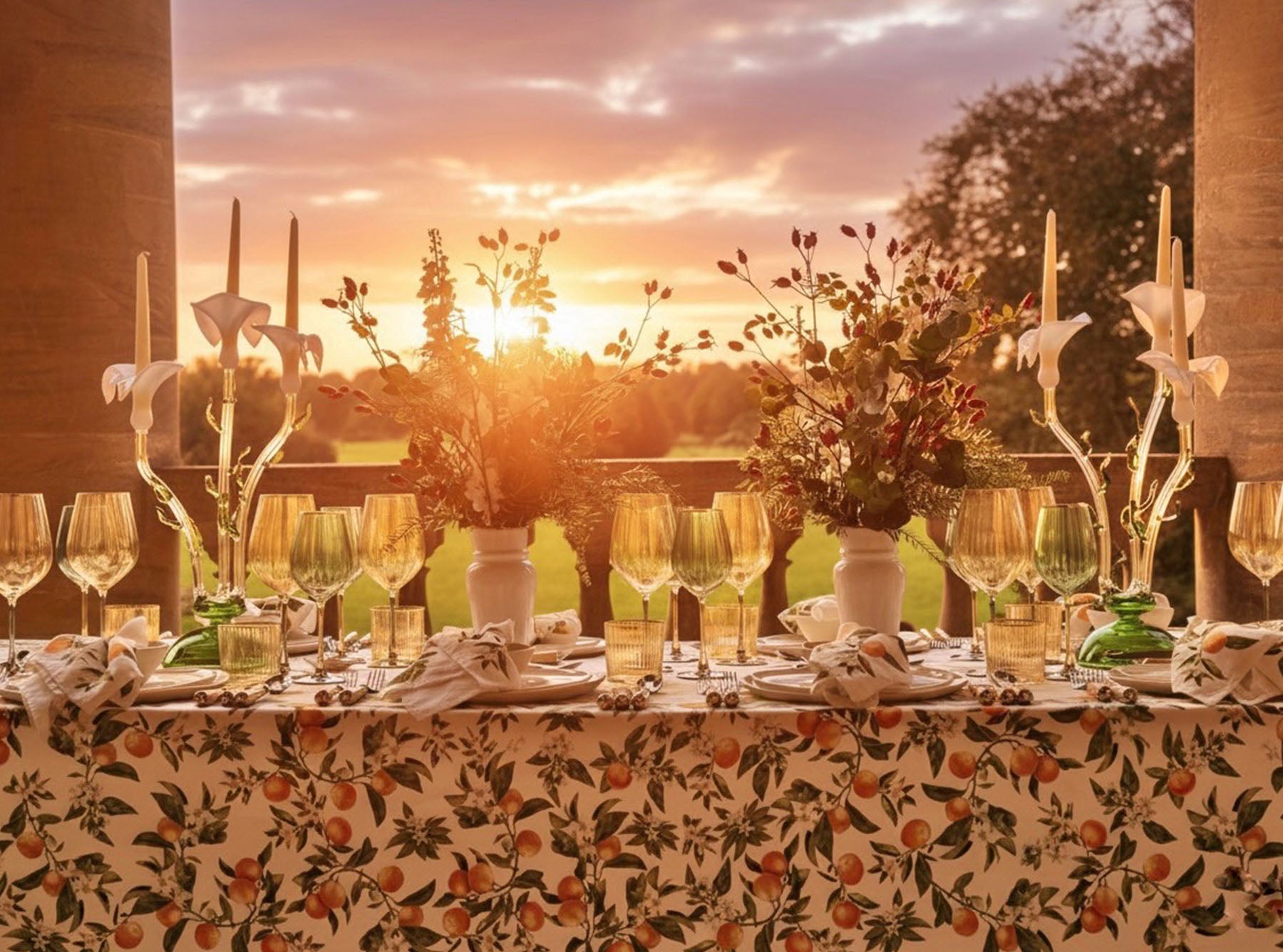 Calla Lily Green & White Glass 3 Candles Candelabra, 58cm