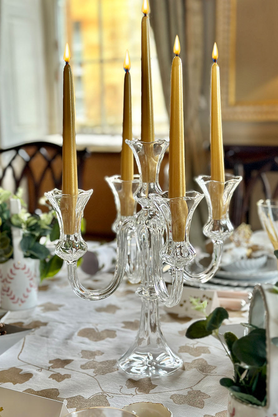 Celeste Clear Handblown Glass 5 Candles Candelabra, 35cm