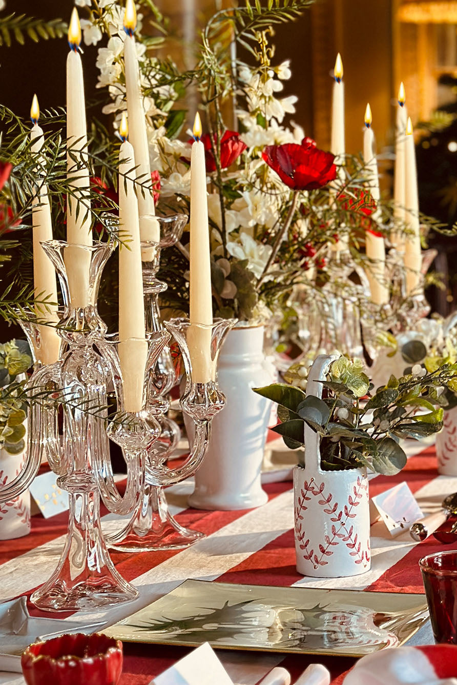 Celeste Clear Handblown Glass 5 Candles Candelabra, 35cm