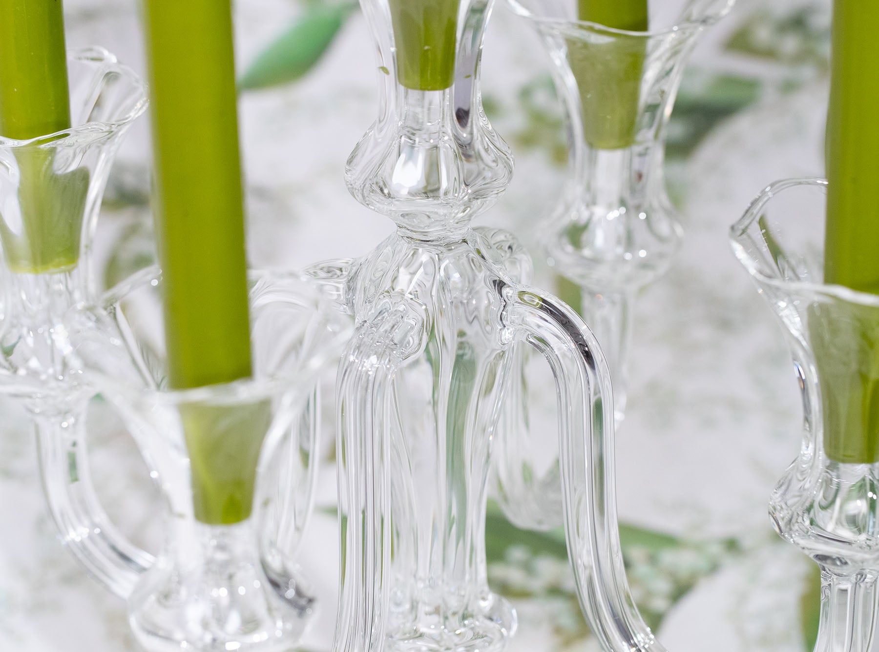 Celeste Clear Handblown Glass 5 Candles Candelabra, 35cm