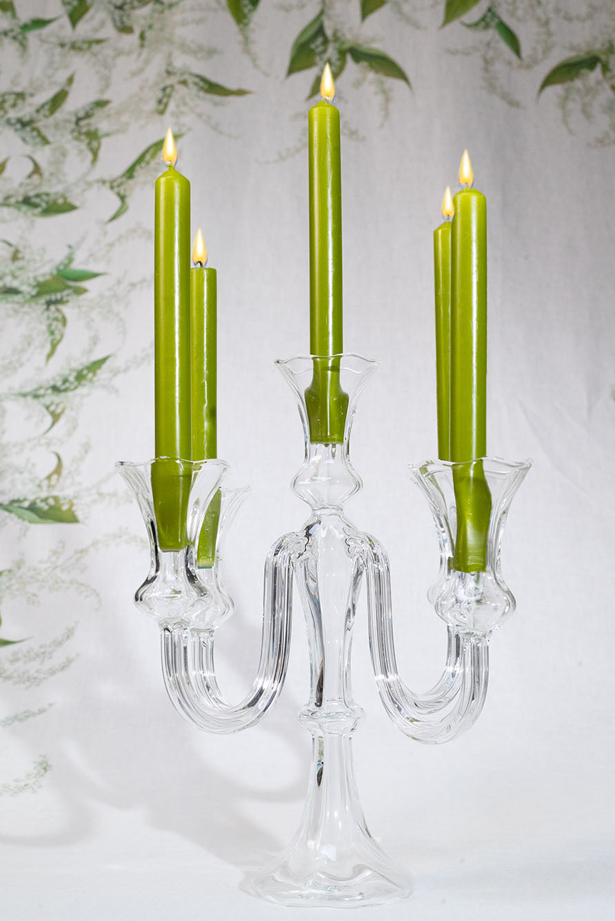 Celeste Clear Handblown Glass 5 Candles Candelabra, 35cm
