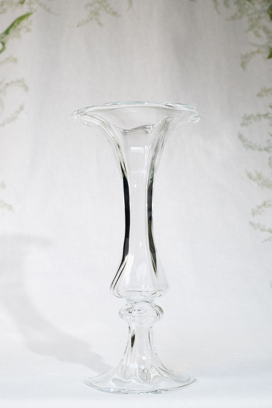 Celeste Clear Handblown Glass Narrow Trumpet Vase, 32cm