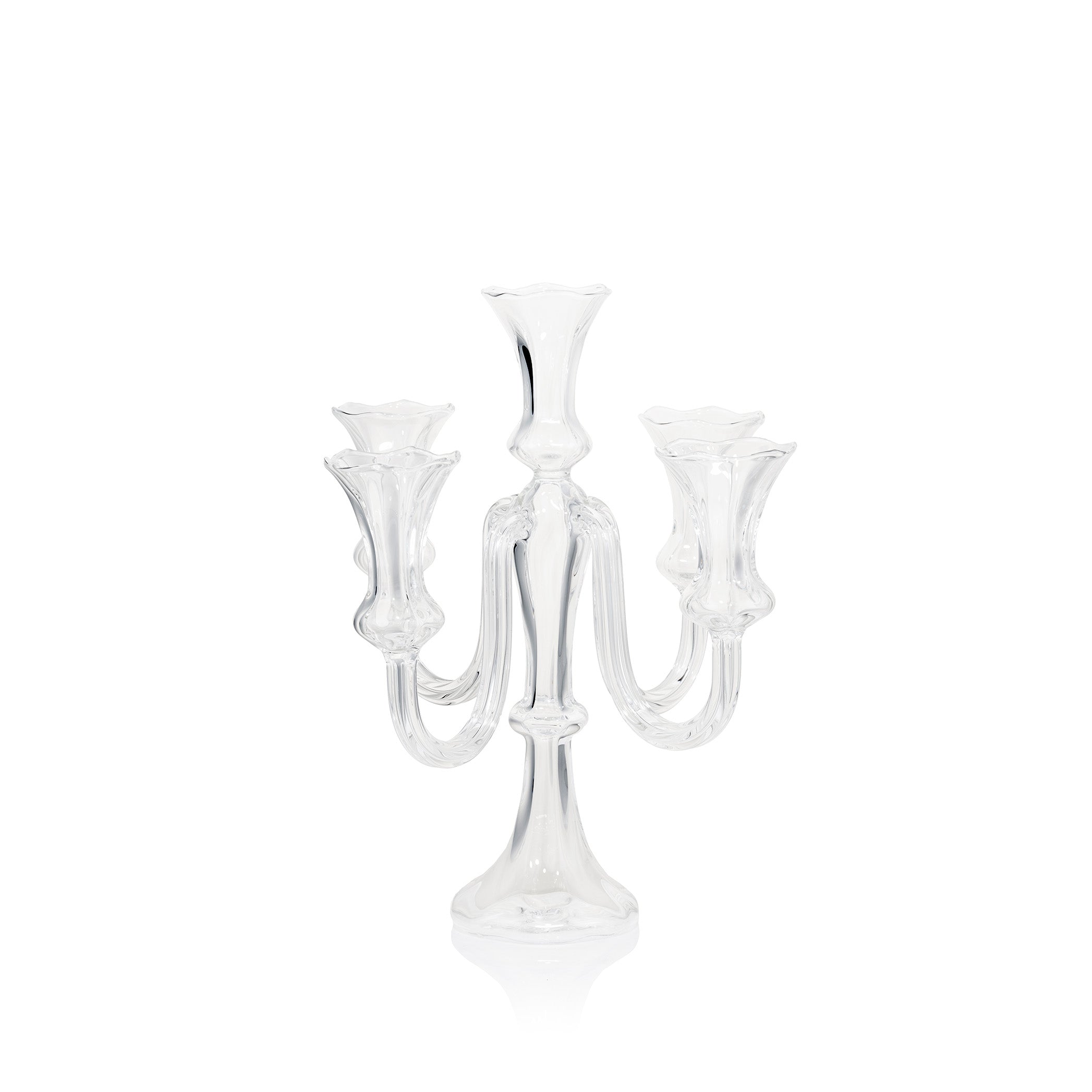 Celeste Clear Handblown Glass 5 Candles Candelabra, 35cm