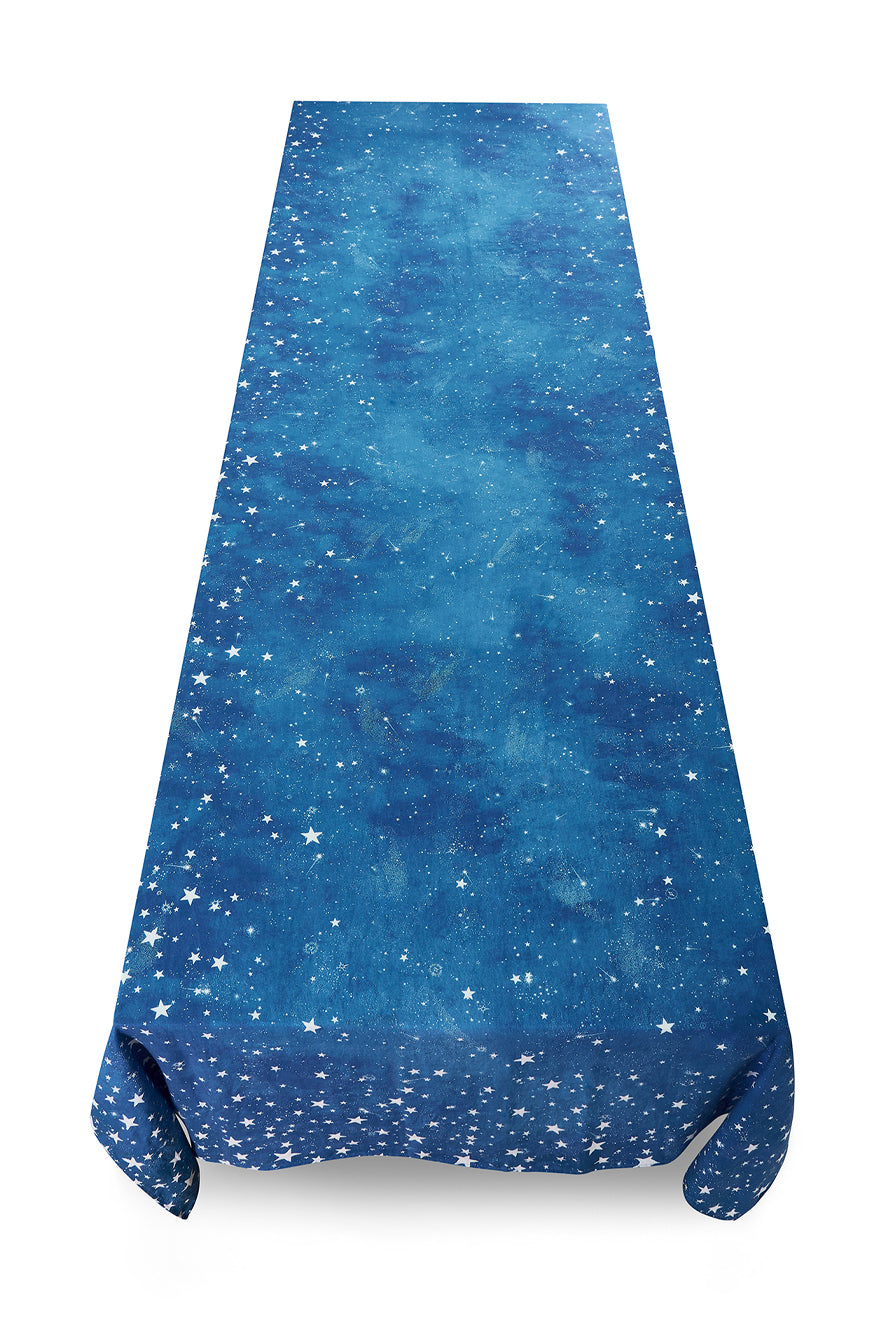 'Celestial Stars' Linen Tablecloth in Blue