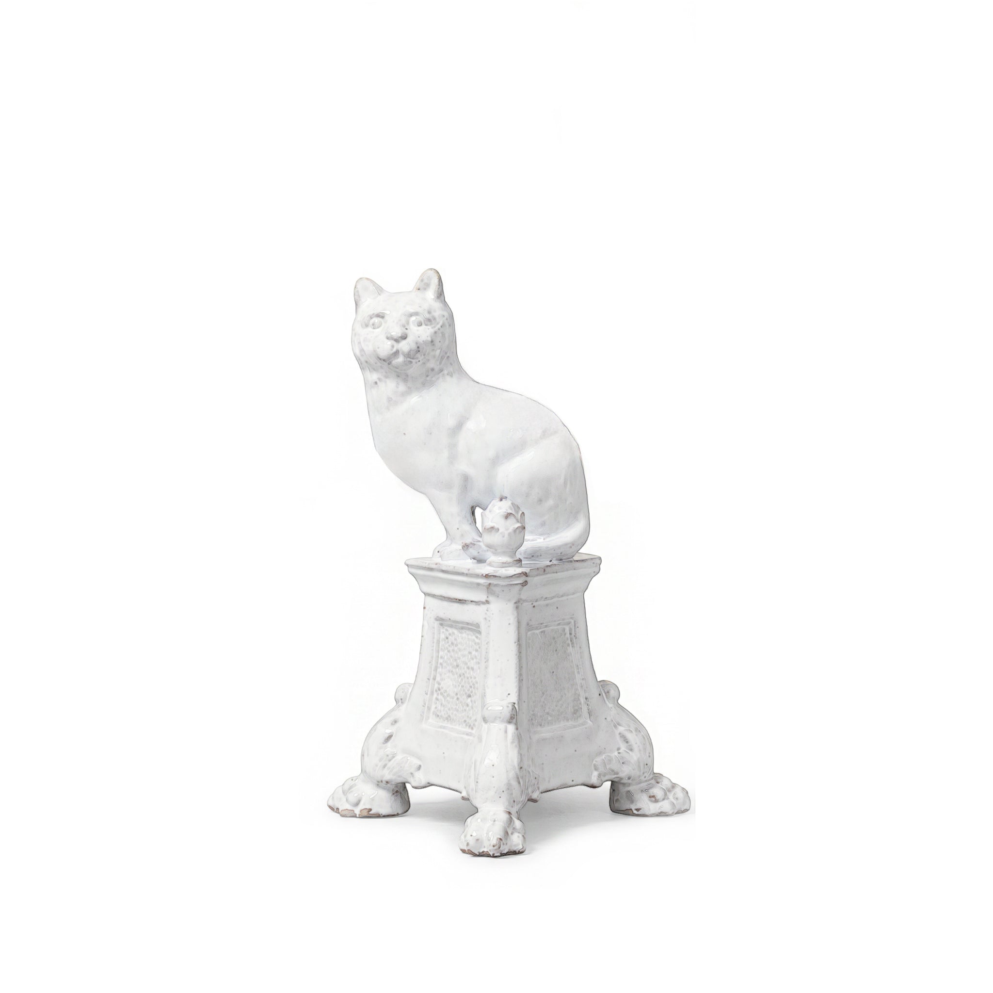 White Ceramic Cat Monument Incense Holder by Astier de Villatte, 19cm