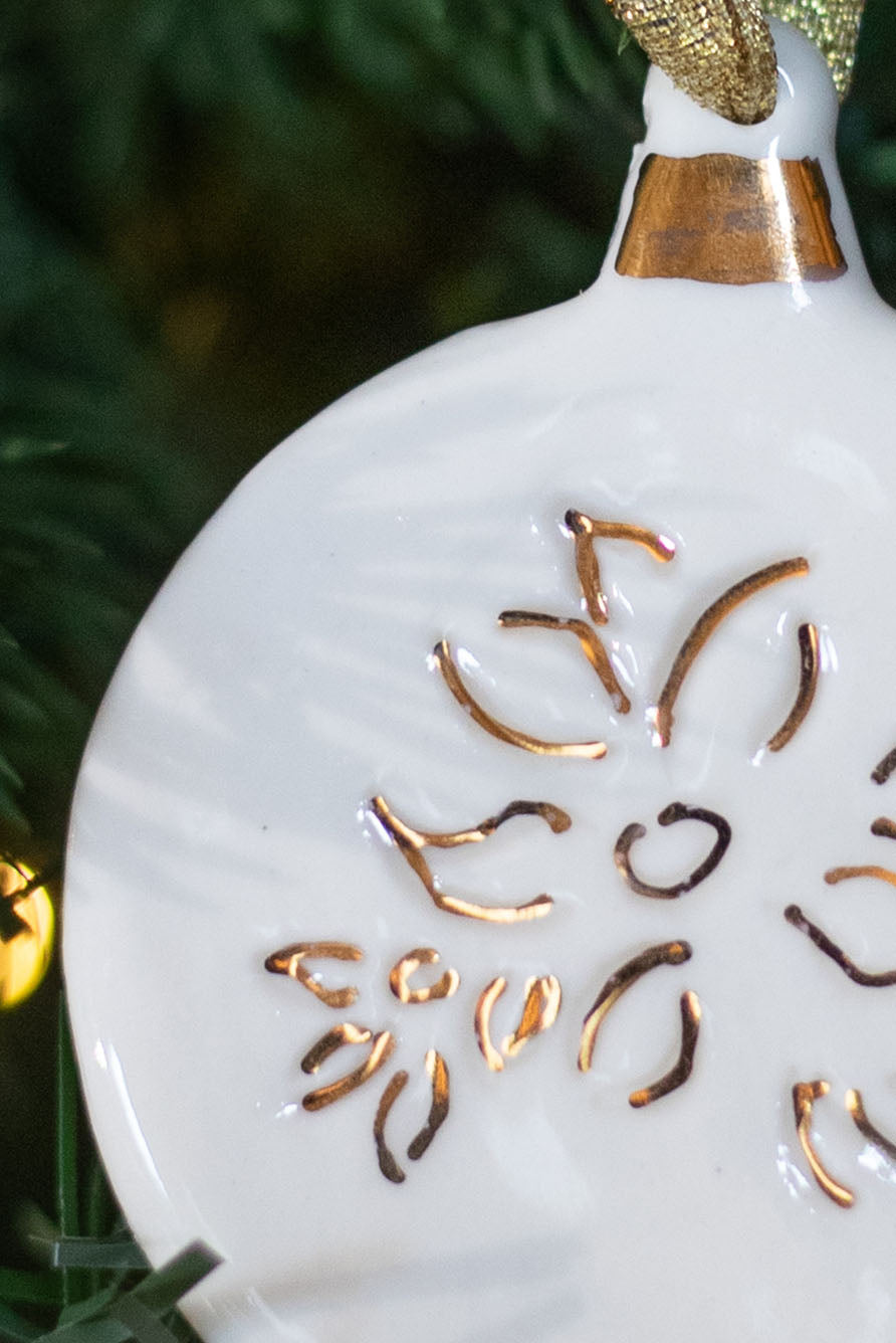 HB Gold Falling Flowers Christmas Tree Ornament, 6.5cm