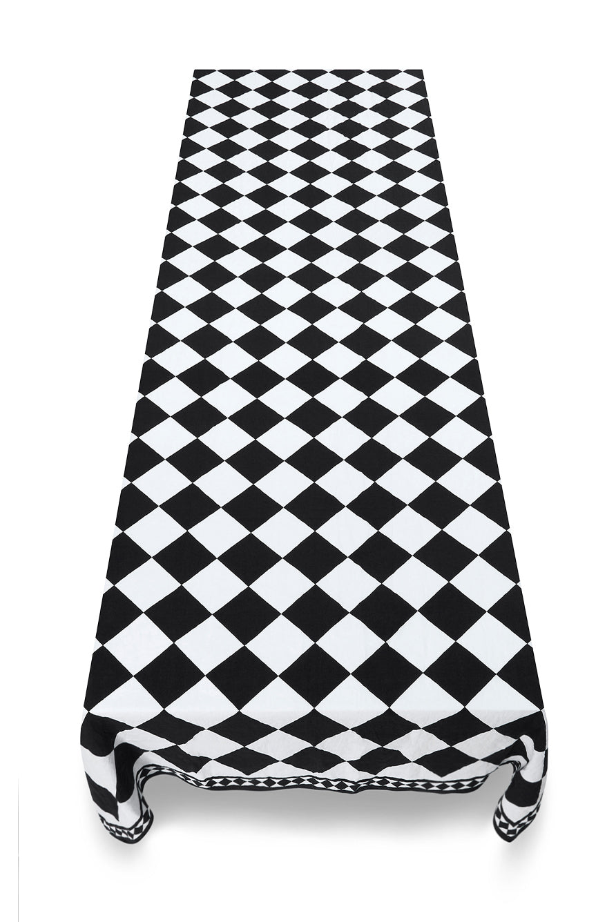 'Black Check' Summerill & Bishop x Claridge's Linen Tablecloth