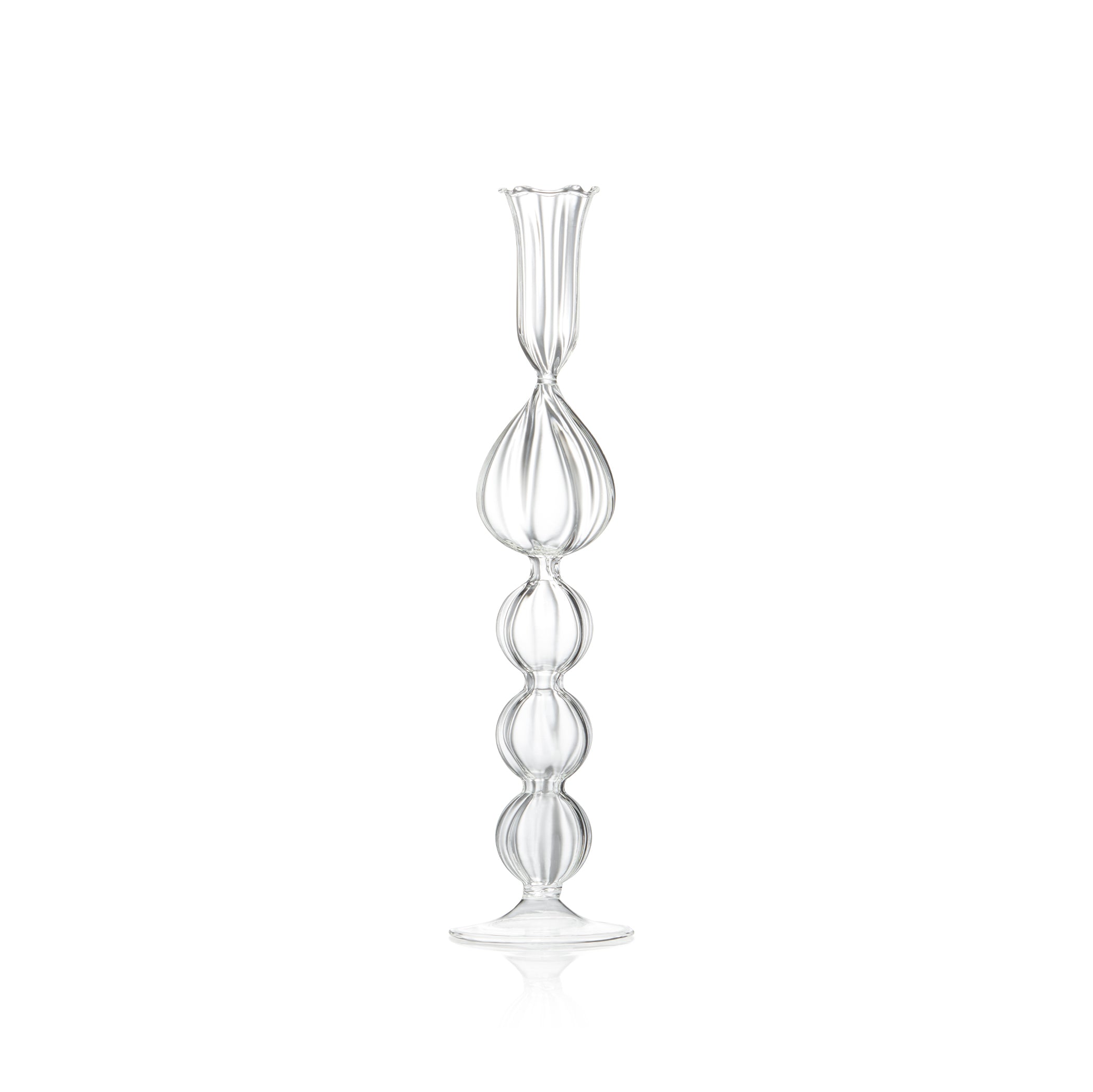 Clear Glass Candlestick with Teardrop Base, 39cm