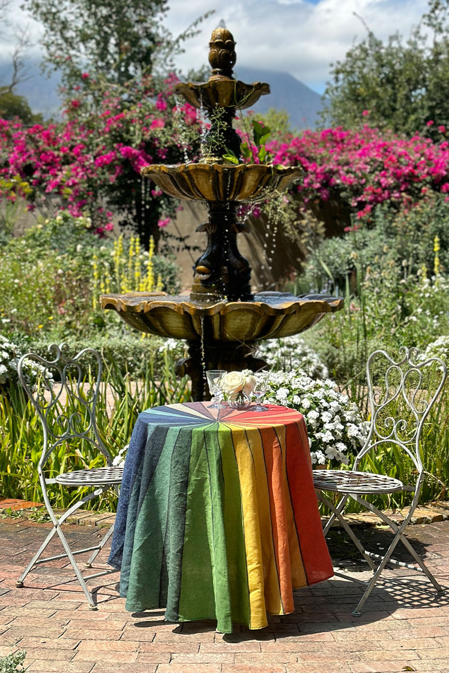 S&B x John Derian 'Colour Wheel' Round Occasional Linen Tablecloth, 165cm