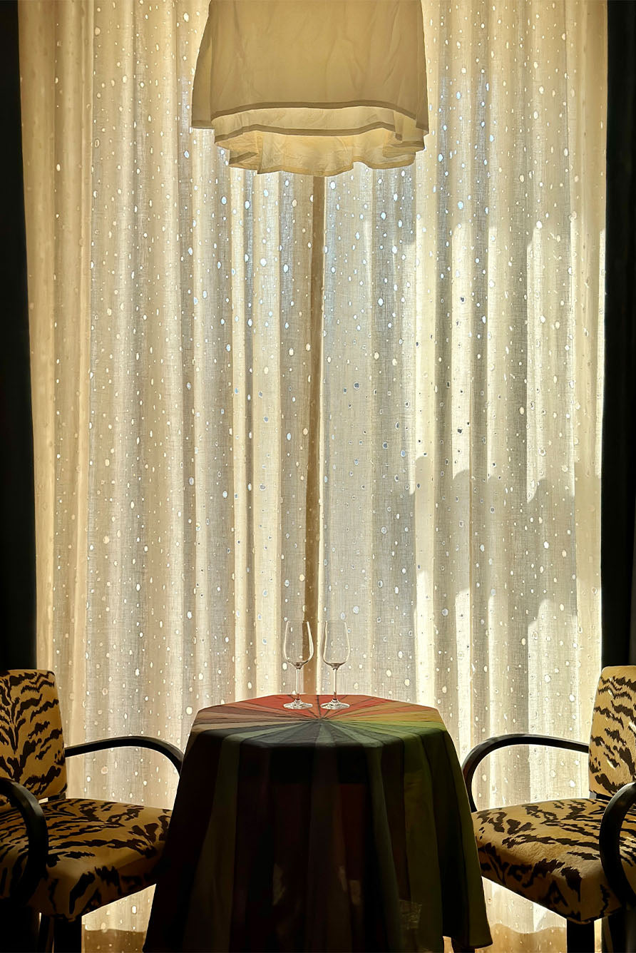 S&B x John Derian 'Colour Wheel' Round Occasional Linen Tablecloth, 165cm