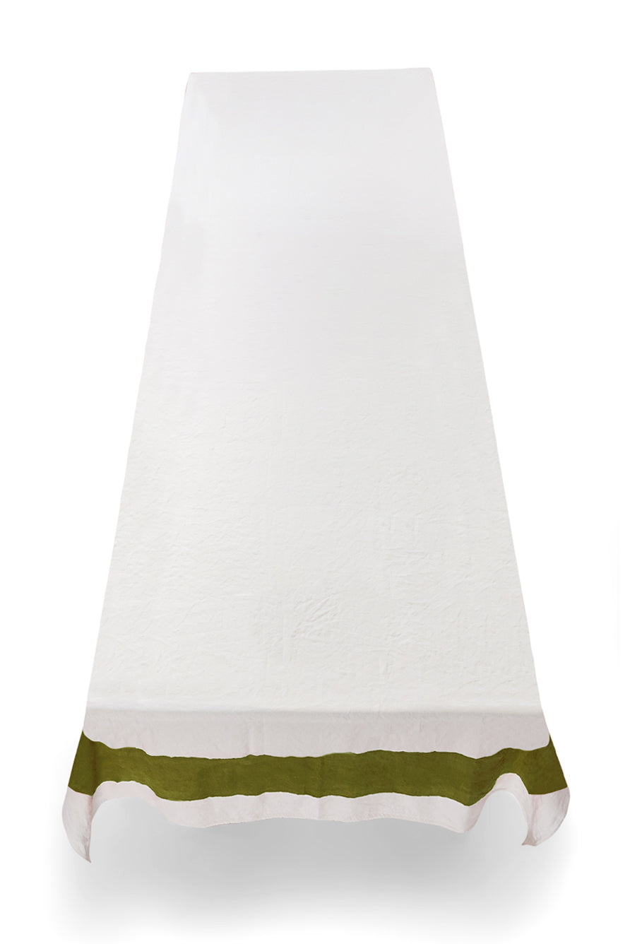 Cornice Linen Tablecloth in Avocado Green