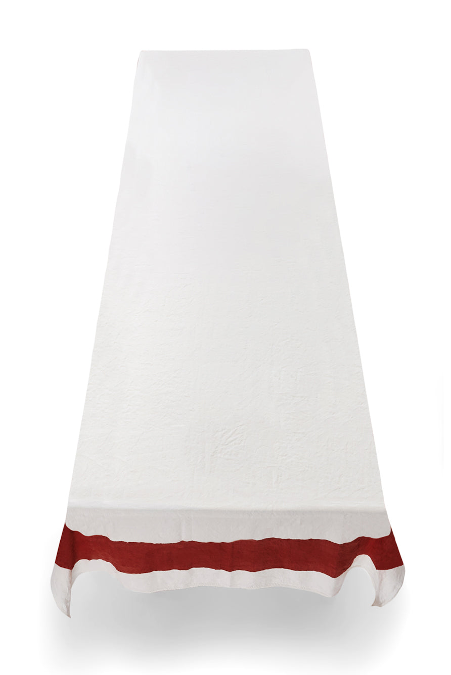 Cornice Linen Tablecloth in Claret Red