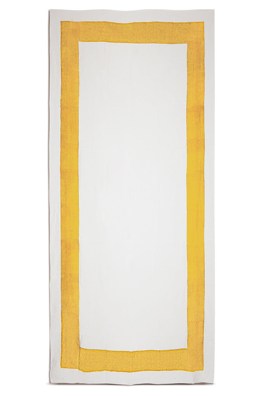 'Cornice' Linen Tablecloth in Lemon Yellow