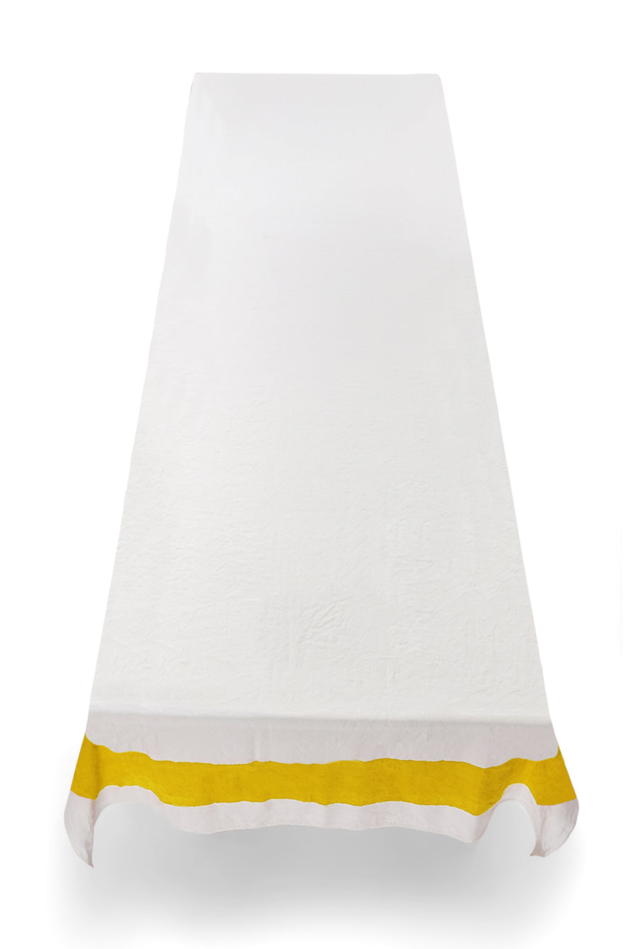 Cornice Linen Tablecloth in Lemon Yellow