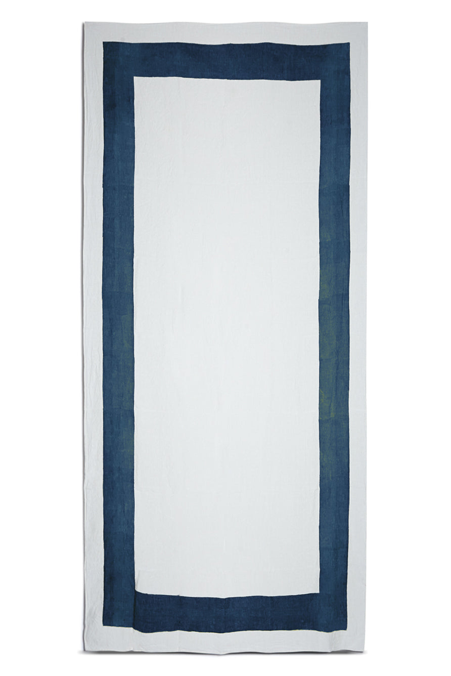 'Cornice' Linen Tablecloth in Midnight Blue