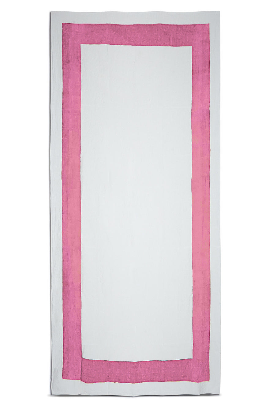 'Cornice' Linen Tablecloth in Rose Pink