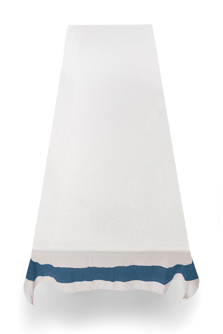 'Cornice' Linen Tablecloth in Sky Blue
