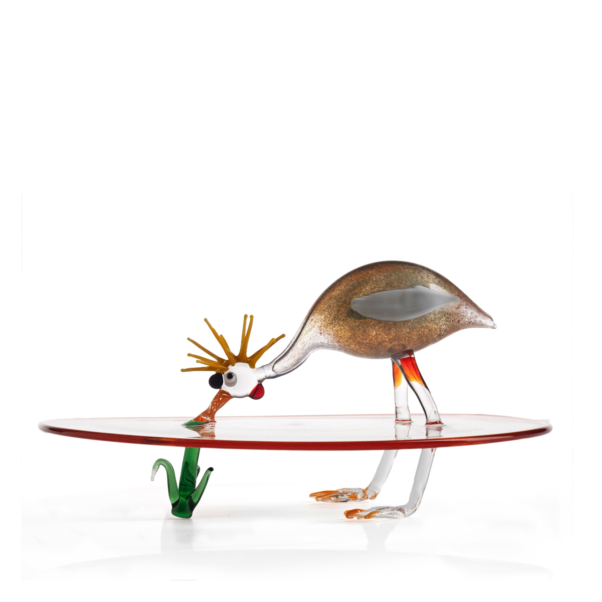 Handblown Glass Crane Cake Stand, 30cm