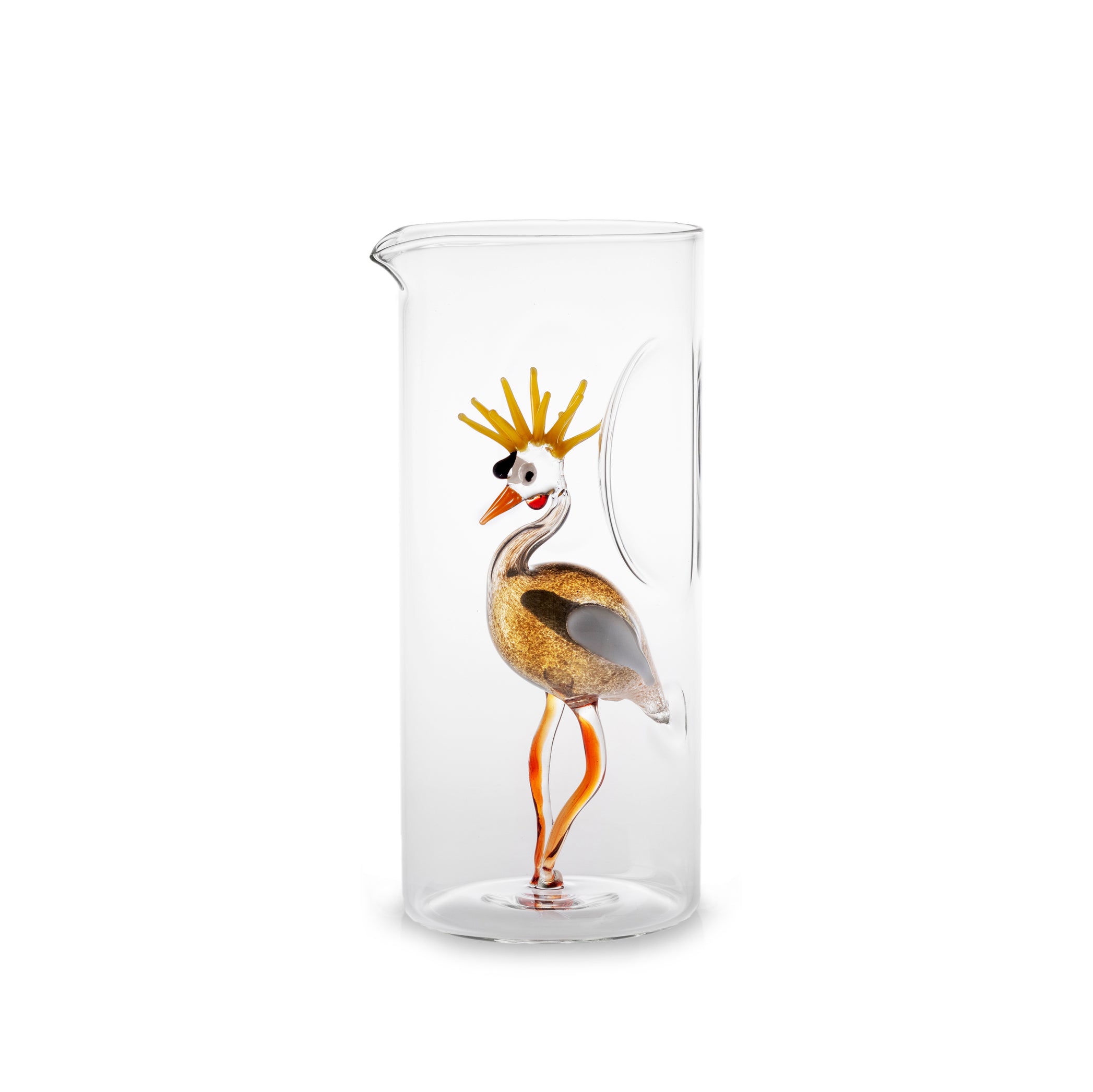 Handblown Glass Crane Carafe, 24.5cm