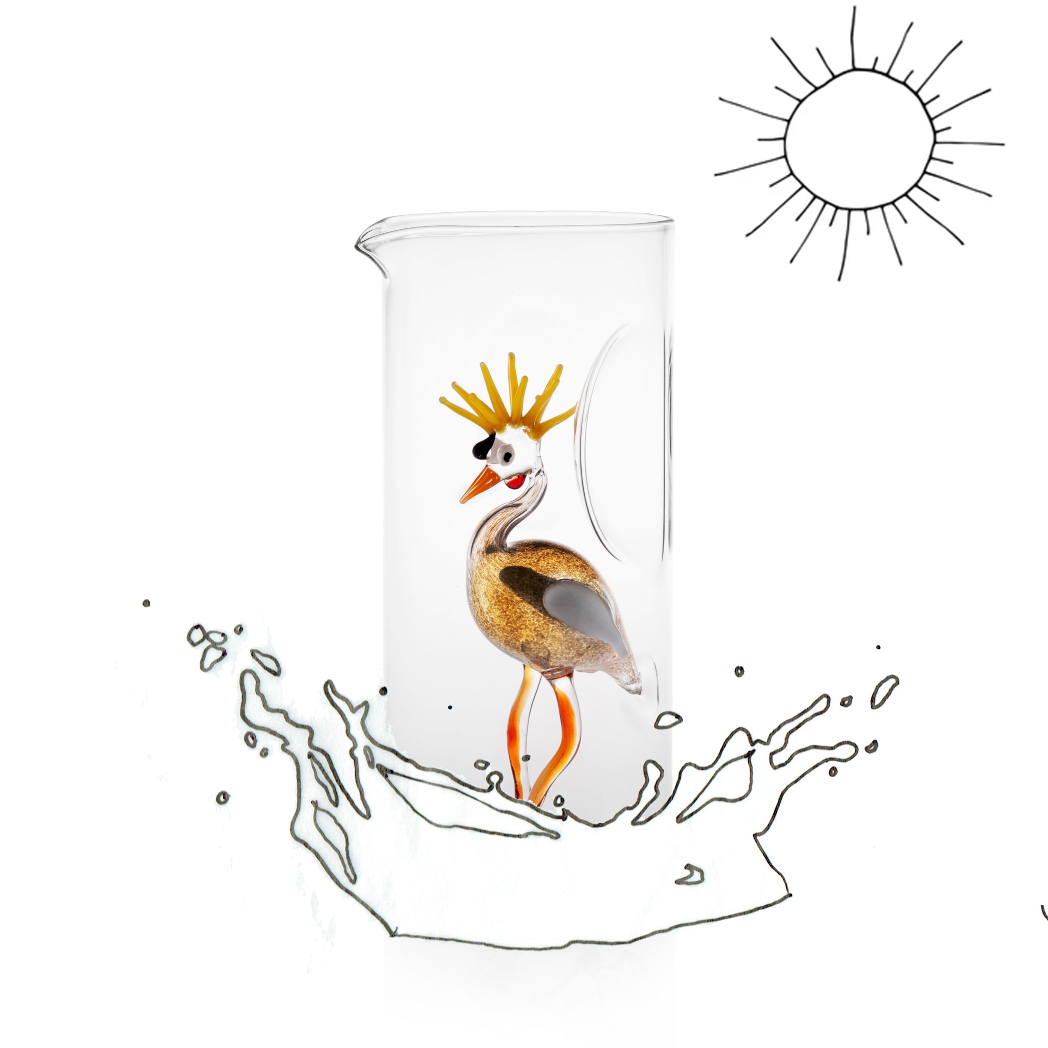 Handblown Glass Crane Carafe, 24.5cm