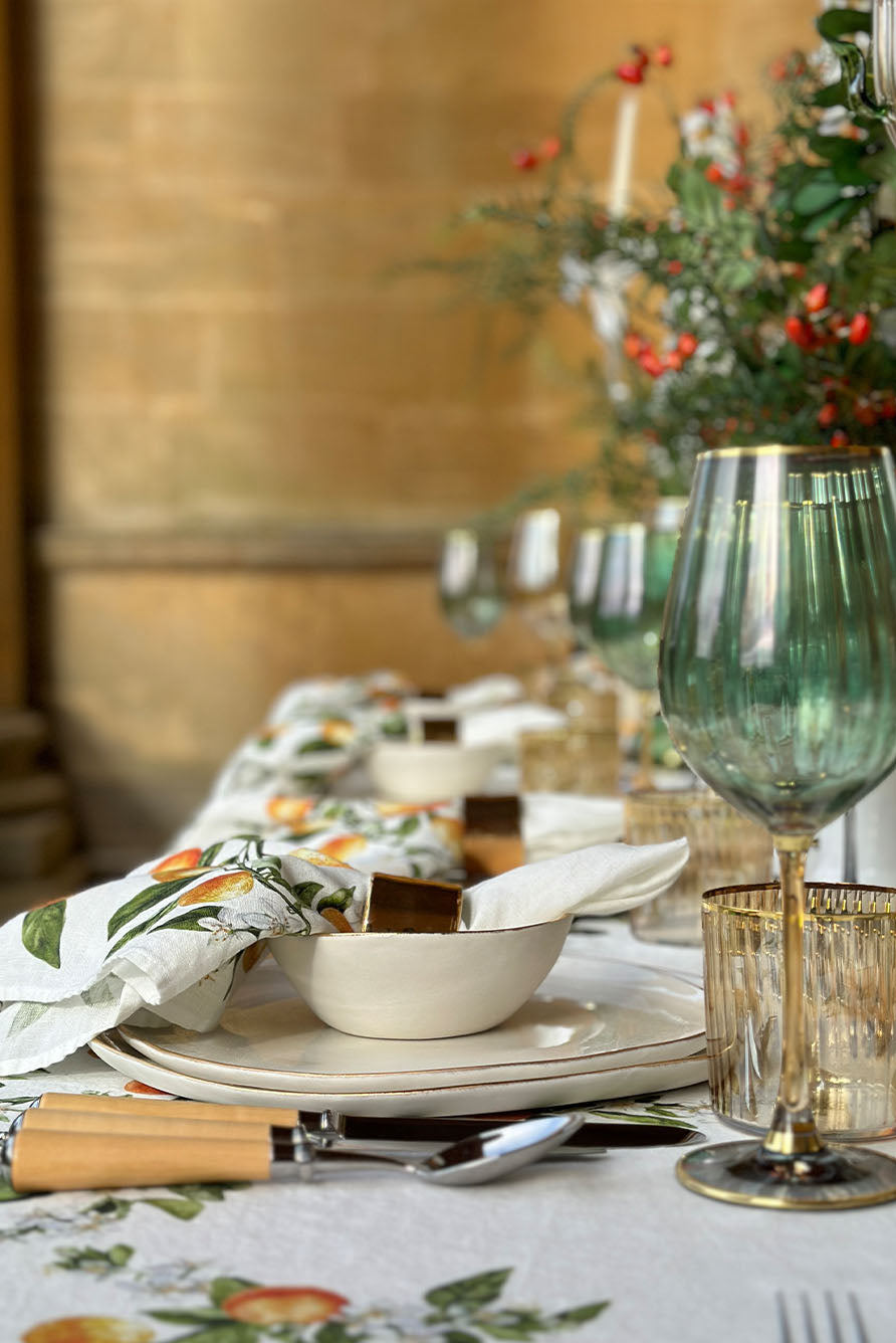 Crésus Dinner Plate with Gold Rim by Astier de Villatte, 26cm