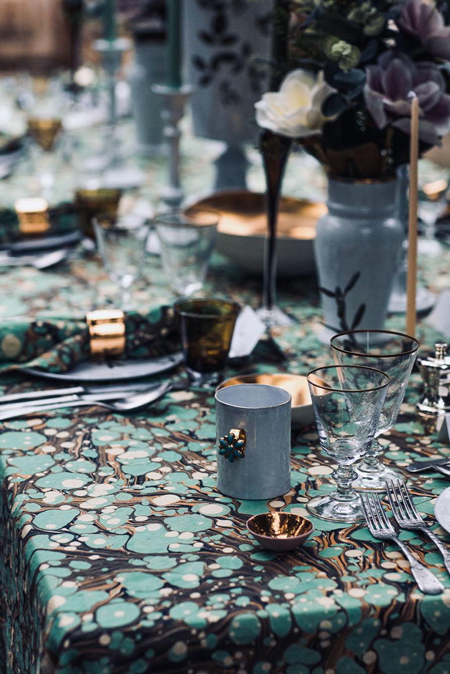 Crésus Large Vase with Gold Rim by Astier de Villatte, 22cm