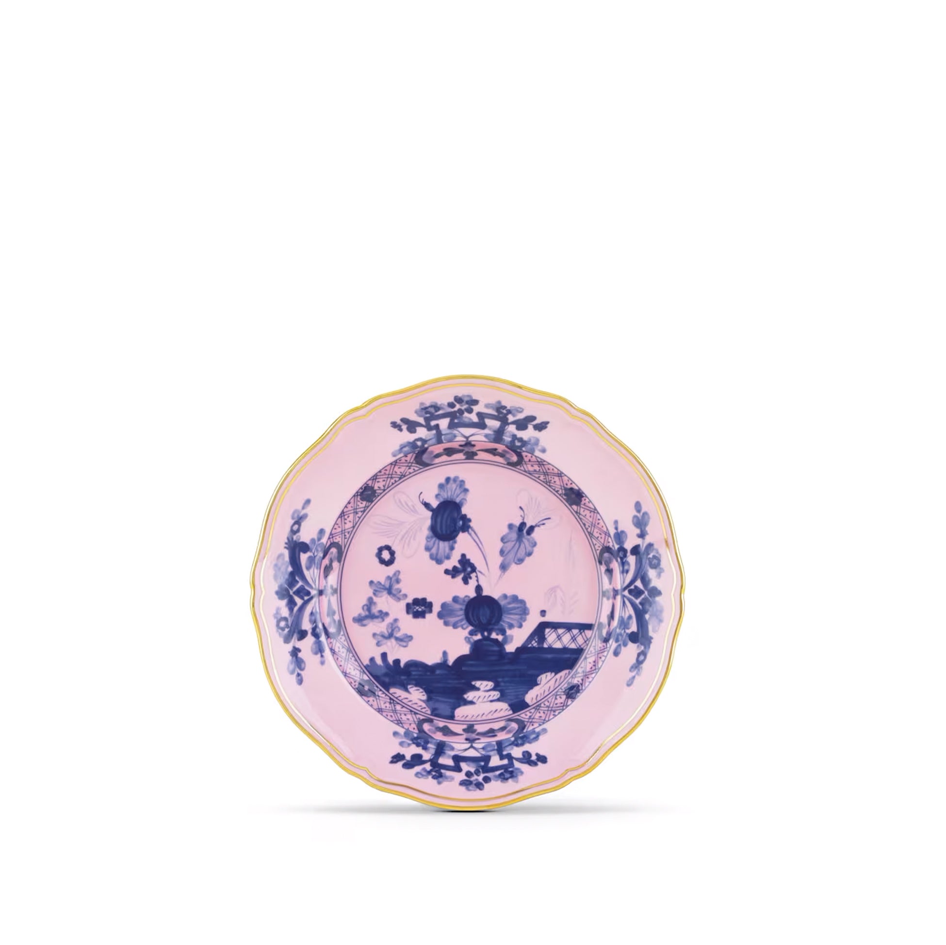 Set of 2 Oriente Italiano 'Azalea' Flat Dessert Plates in Pink & Blue, 21cm